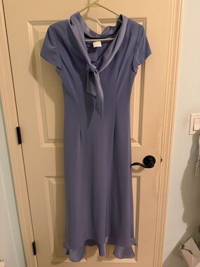 Vintage Elegant Lavender Tie-Neck Women's Dress